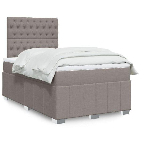 vidaXL Boxspringbett mit Matratze Taupe 120x200 cm Stoff, 3291646