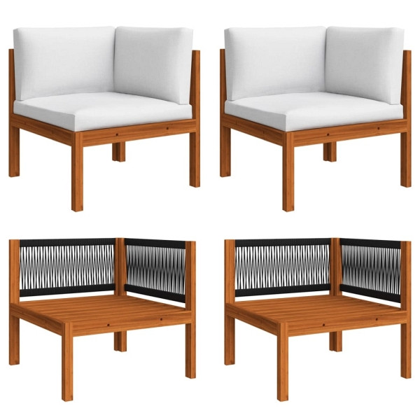 vidaXL Garten-Ecksofas 2 Stück mit Auflagen Akazie Massivholz, 312424