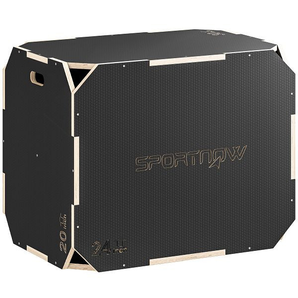 SPORTNOW 3-in-1 Plyo-Box, Sprungbox mit Griff-Öffnungen, für Home-Fitness und Outdoor-Workouts, 3 Sprunghöhen, A93-059V03BK