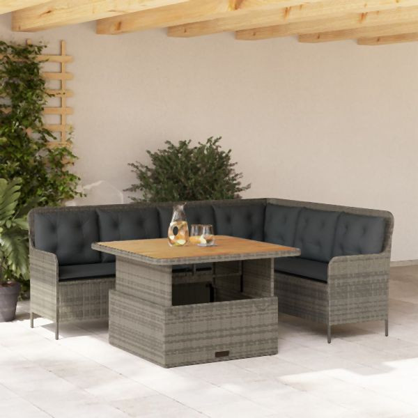 vidaXL 2-tlg. Garten-Sofagarnitur mit Auflagen Poly Rattan Grau, 3262084