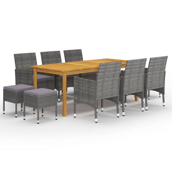 vidaXL 11-teilig Garten-Essgruppe Grau, 3067872, 8720286339091