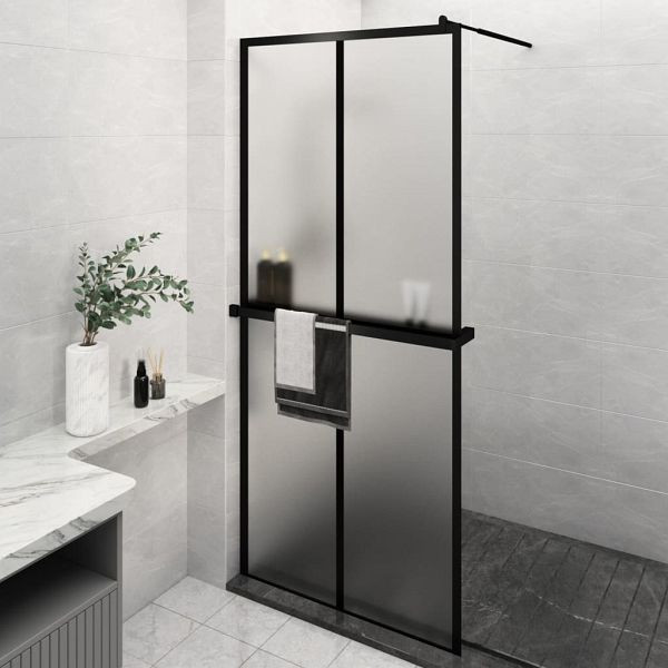 vidaXL Duschwand mit Ablage für Walk-In-Dusche Schwarz 100x195 cm ESG, 3185470