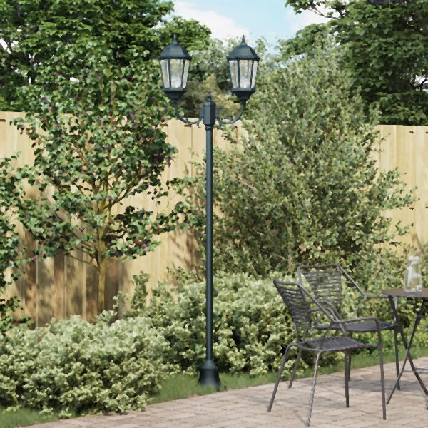 vidaXL Gartenlichtpfosten 2-Lampe E27 Grün 220 cm Aluminium, 42000342