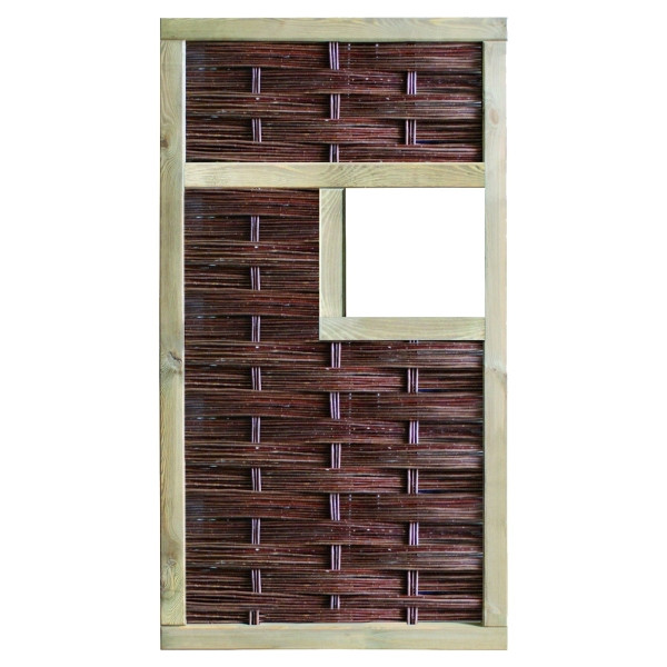 T&J LABO-3D Weidengeflechtzaun, 94 x 180 cm, 1 Fenster mittig, Rahmen 70 x 35 mm, 36204