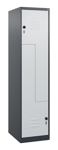 C+P Z-Spind Classic PLUS, 2 Abteile, 1700x400x500mm, 7016/7035, Drehriegel, 0800037-122 S10028