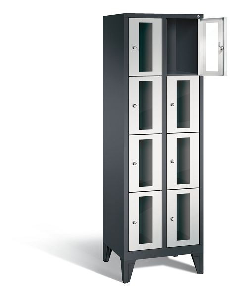 C+P Schließfachschrank Classic, H1850xB610xT500mm, Farbe: Schwarzgrau / Lichtgrau, 8010A204 S10013
