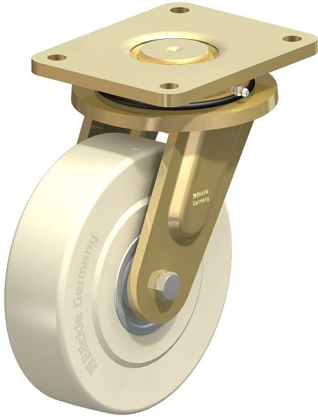 Blickle LS-GSPO 200K-35 Stahlgeschweißte Schwerlast-Lenkrolle, schwere Drehkranz-Ausführung, Gusspolyamid, Weiß, 605840