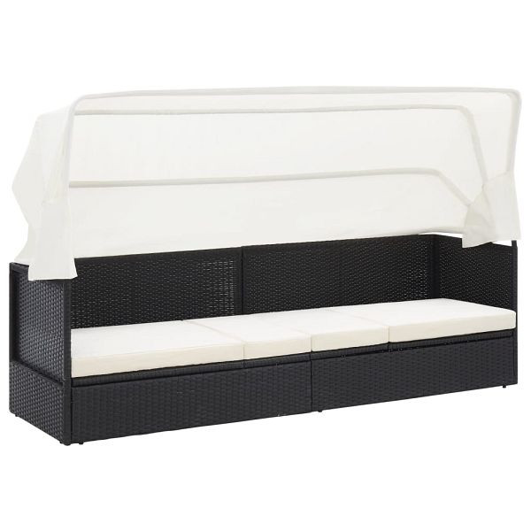 vidaXL Gartensofa mit Sonnendach Schwarz Poly Rattan, 49393