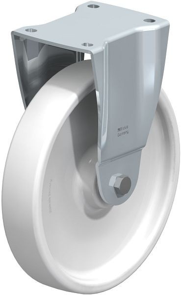 Blickle BH-SPO 251G Stahlblech-Bockrolle, Schwerlast-Ausführung, mit Anschraubplatte, Polyamid, Weiß, 754081