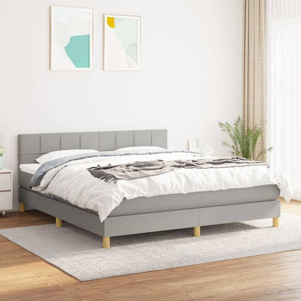 vidaXL Boxspringbett mit Matratze Hellgrau 160x200 cm Stoff, 3140625