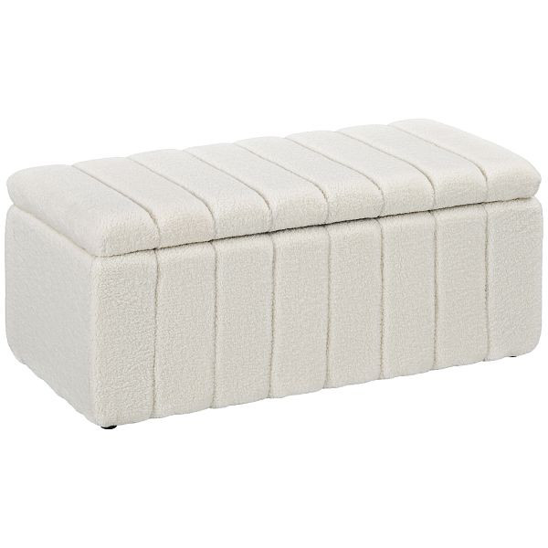 HOMCOM Polsterbank, Bettbank mit Stauraum, belastbar bis 120kg, 102x45x46cm, Cremeweiß, 831-799V00CW