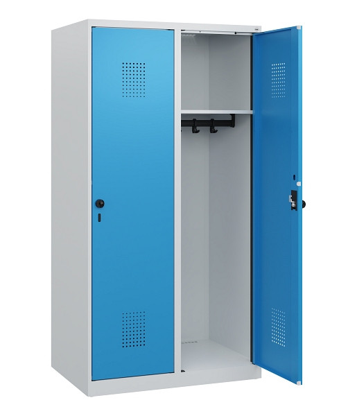 C+P Spind Evolo PLUS, 2 Abteile, 1530x800x500mm, 7035/5012, Drehriegel, 0490005-22 S10007