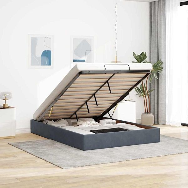 vidaXL Ottoman-Bett ohne Matratze Dunkelgrau 140x190 cm Samt, 3310962