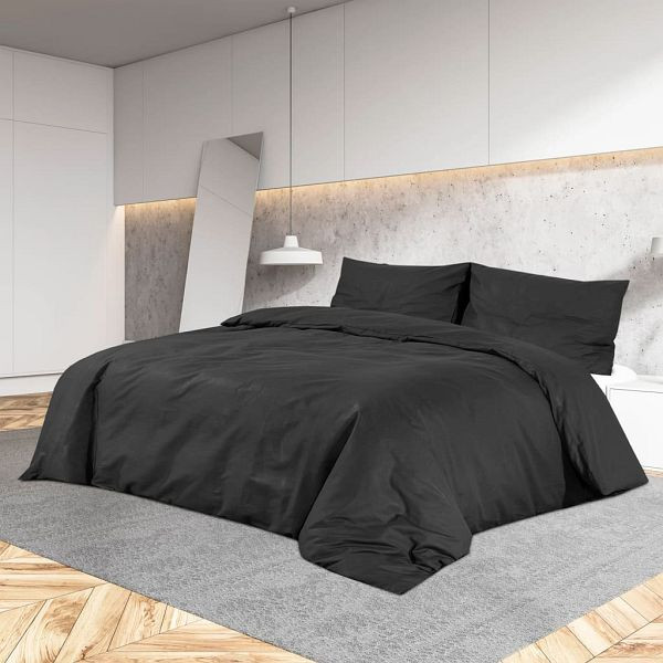 vidaXL Bettwäsche-Set Schwarz 135x200 cm Leichte Mikrofaser, 135973