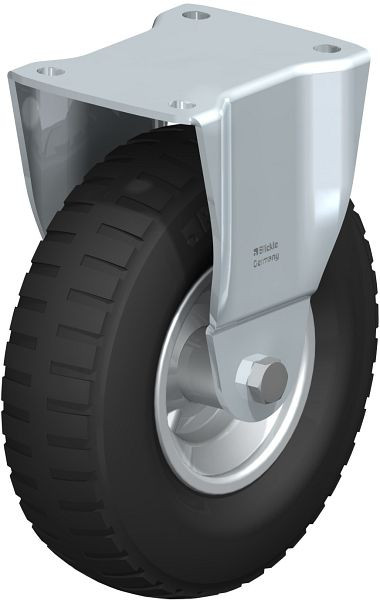 Blickle B-P 222R Stahlblech-Bockrolle, mittelschwere Ausführung, mit Anschraubplatte, Luftreifen, Schwarz, 255042