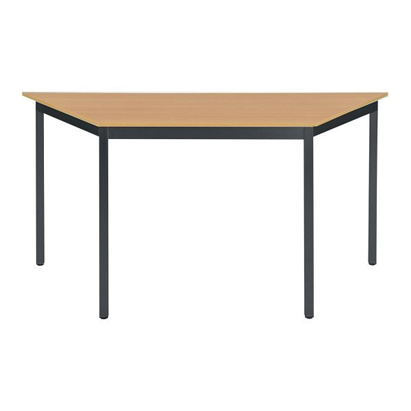 Bisley Mehrzwecktisch, Trapezförmig, Breite 1400 mm, Tiefe 700 mm, 25mm Tischstärke, 333 schwarz x BC buche, MTC25T1407BC333