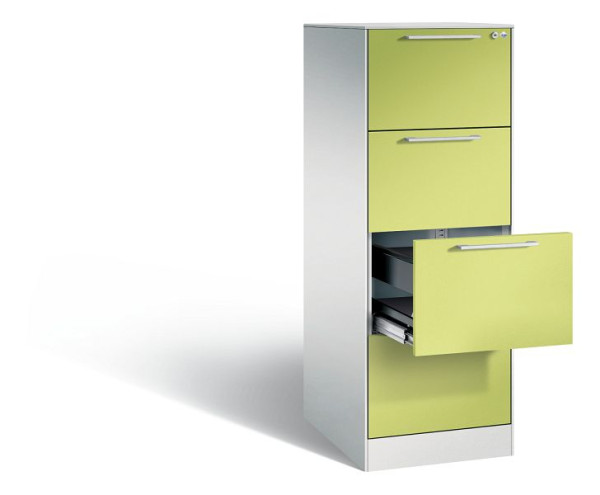 C+P Hängeregistraturschrank Asisto, H1310xB440xT600mm, Farbe: Lichtgrau / Viridingrün, Bügelgriff, 146225-411 S10195