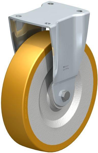 Blickle BH-SETH 250K Stahlblech-Bockrolle, Schwerlast-Ausführung, mit Anschraubplatte, Blickle Extrathane®, Hellbraun, 45377