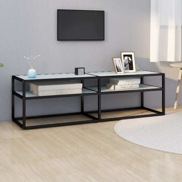 vidaXL TV-Schrank Weiß Marmor-Optik 140x40x40,5 cm Hartglas, 331716