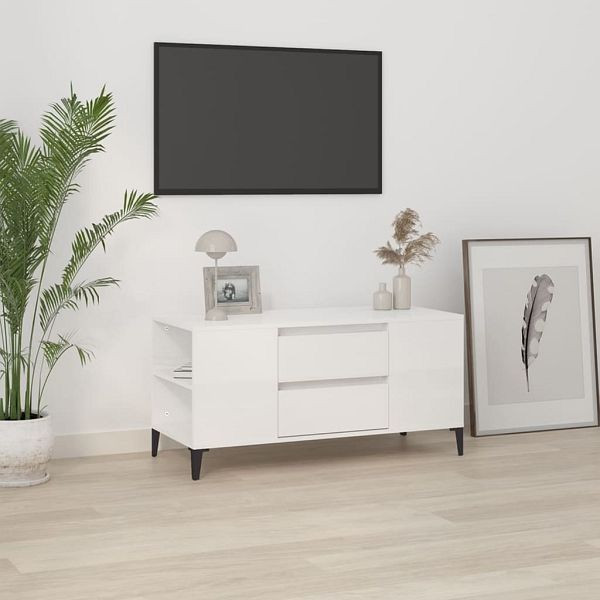 vidaXL TV-Schrank Hochglanz-Weiß 102x44,5x50 cm Holzwerkstoff, 819606
