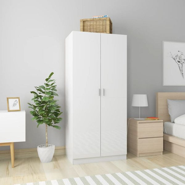 vidaXL Kleiderschrank Hochglanz-Weiß 80x52x180 cm Holzwerkstoff, 800627