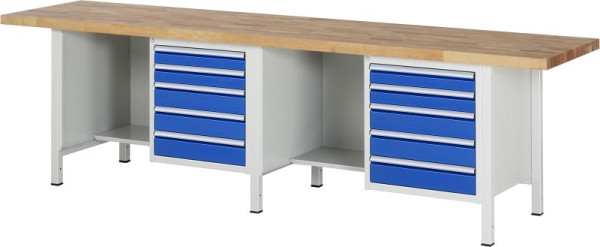RAU Werkbank Serie 8000 - Modell 8454, B3000 x T700 x H840-1040 mm, 13-8454A2-307B4H.11