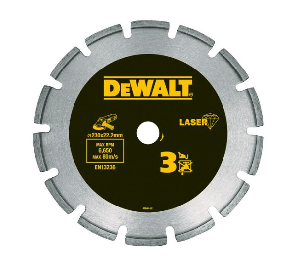 DeWalt Diamanttrennscheibe LaserHP3 230mm, für den Einsatz in Winkelschleifern, DT3763-XJ
