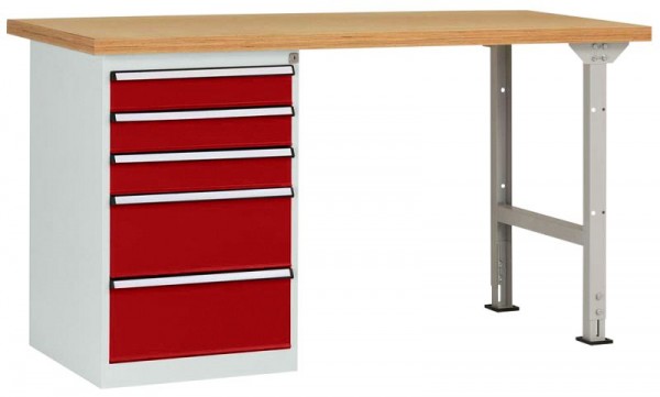 Manuflex Werkbanksystem COMBI Modell 7 mit Multiplexplatte, BxTxH = 2000 x 700 x 840 mm, Rubinrot, WC5116.3003