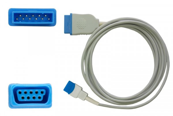Golmed SpO²-Adapterkabel, zu GE Datex blau/flach auf GE TruSignal, GS 1033TS
