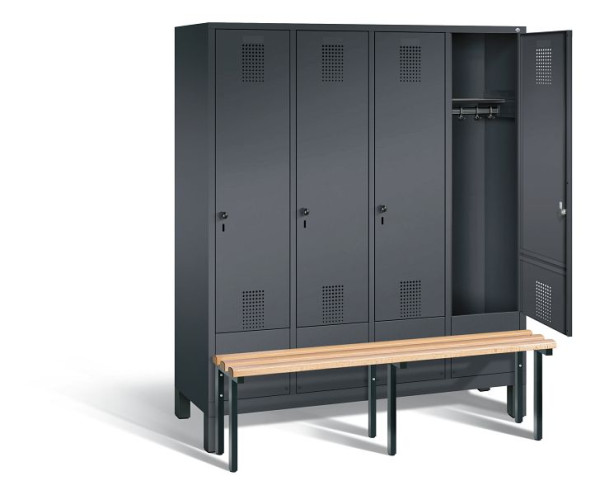 C+P Garderobenschrank Evolo, H1850xB1590xT815mm, Farbe: Schwarzgrau, 48030-42 S10022
