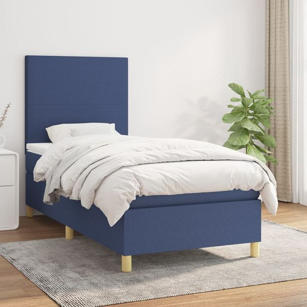 vidaXL Boxspringbett mit Matratze Blau 80x200 cm Stoff, 3142135
