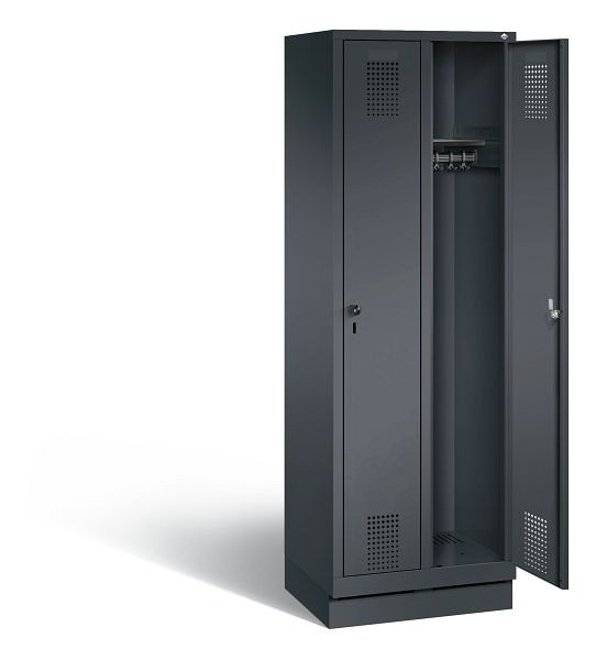 C+P Garderobenschrank Evolo, H1800xB610xT500mm, Farbe: Schwarzgrau, 48020-20 S10076