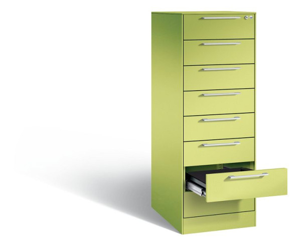 C+P Karteischrank Asisto, H1310xB440xT600mm, Farbe: Viridingrün / Viridingrün, Bügelgriff, 146225-822 S10011