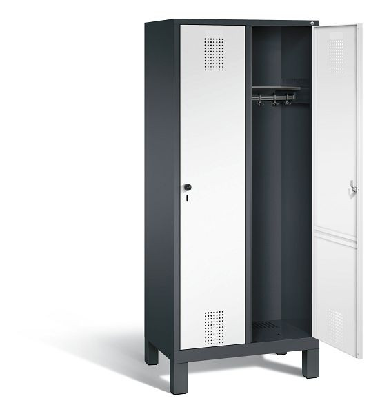 C+P Garderobenschrank Evolo, H1850xB810xT500mm, Farbe: Schwarzgrau / Verkehrsweiß, 48010-22 S10340