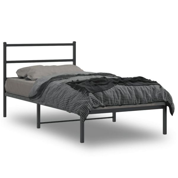 vidaXL Bettgestell mit Kopfteil Metall Schwarz 107x203 cm, 355361