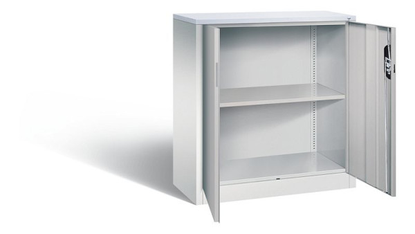 C+P Büroschrank Acurado, H1000xB930xT400mm, Farbe: Lichtgrau / Weißaluminium, Muldengriff, 2 OH, 9266-1200 S10314