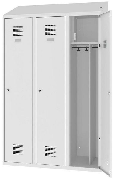 Eurobox Umkleidespind Strom, 3 Abteile, mit Steckdose, 400 mm, ohne Füße, 1000-040301