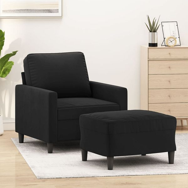 vidaXL Sessel mit Hocker Schwarz 60 cm Samt, Füllung: Schaumstoff, 3201050