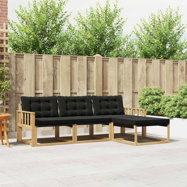 vidaXL Outdoor-Sofagarnitur mit Kissen 4-teilig Weiß und Schwarz, 3388562