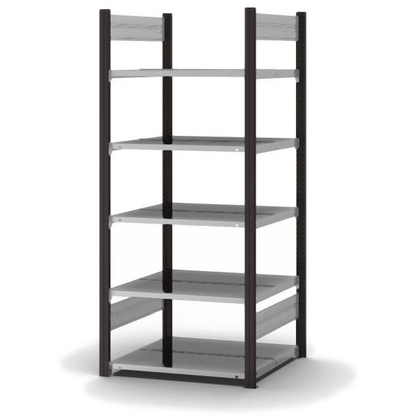 hofe Grundregal, zerlegt, 5 Böden 1750 x 600 x 750 mm, verzinkt Stützprofile - anthrazitgrau/RAL 7016, HAG17607DA