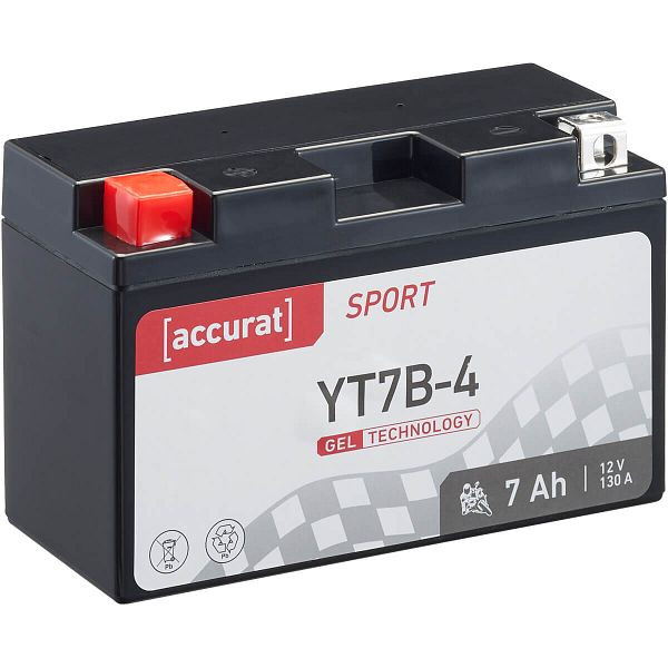 Accurat Sport GEL YT7B-4 Motorradbatterie 7Ah 12V 130A YT7B-BS, MBG-YT7B