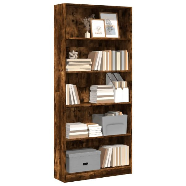 vidaXL Bücherregal Räuchereiche 80x24x176 cm Holzwerkstoff, 857857