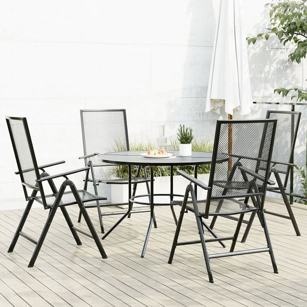 vidaXL Gartenstuhl-Set 5-teilig Verstellbar Pulverbeschichteter Stahl, 3283762