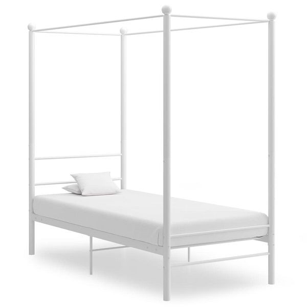 vidaXL Himmelbett Weiß Metall 90x200 cm, Material: pulverbeschichtetes Metall, 325052