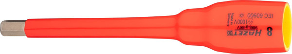 Hazet Schraubendreher-Steckschlüsseleinsatz, schutzisoliert, Vierkant hohl 12,5 mm (1/2 Zoll), Innen-Sechskant Profil, 8 mm, 986LG-8KV