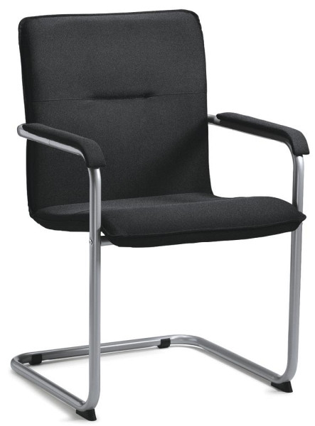 Deskin Besucherschwinger 1, Gestell alusilber, Bezug Stoff Delta1, Farbe schwarz, 236286