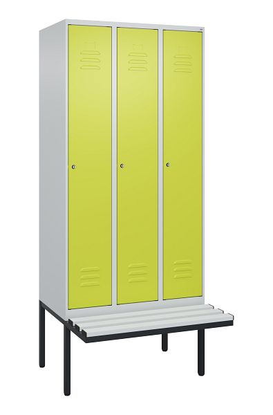 C+P Umkleidespind Classic PLUS, 3 Abteile, 2120x900x815mm, 7035/0024, Zylinderschlösser, 3 Doppel-Haken, 0800407-30 S10025
