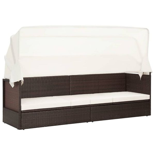 vidaXL Gartensofa mit Sonnendach Poly Rattan Braun, 49394
