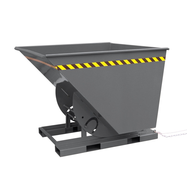 Eichinger Industrie Kippbehälter in hoher Bauhöhe, quer zur und in Fahrtrichtung kippbar, 1500 kg, 1500 Liter, anthrazitgrau, 20131400000096