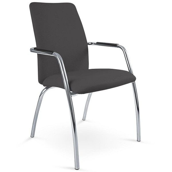 Deskin Besucherstuhl OSTRIA DV 4 - Rückenlehne hoch, 4-Fuß Gestell verchromt, Bezug Stoff AF grau, 359245